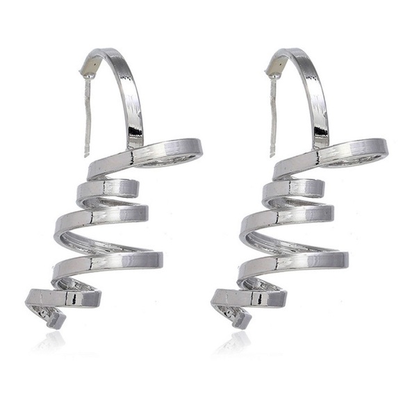 Any 2/$20! Silver Spiral Geometric Stud Earrings - Picture 3 of 6
